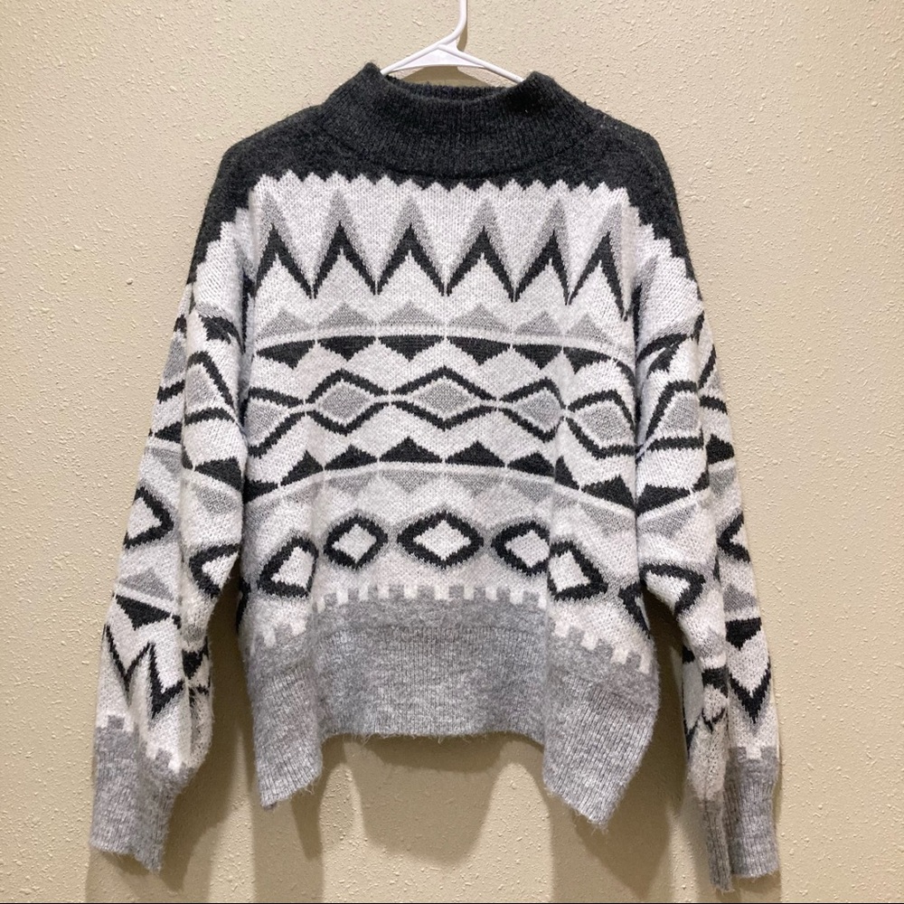 A.n.a Winter Patterned Mock Neck Sweater